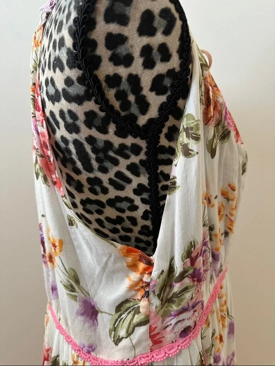 NWT PQ Swim Anthropologie Floral Tiered Maxi Dress Pink - Picture 5 of 15